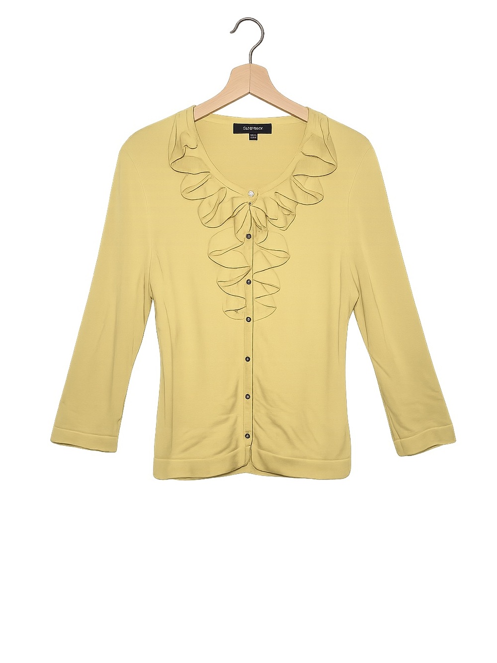 Jones Wear Ruffle Cardigan Sweater | Button Front Lightweight Knit - Picture 2 of 10